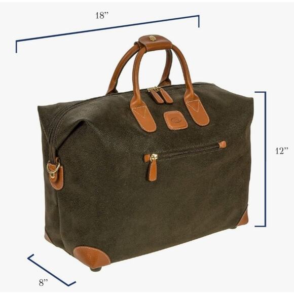 Bric's LIFE 18-Inch Cargo Duffle Bag Luxury Travel Weekender Brown W Strap/Lock - Picture 8 of 13